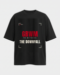 GRWM The Downfall oversized black tee front
